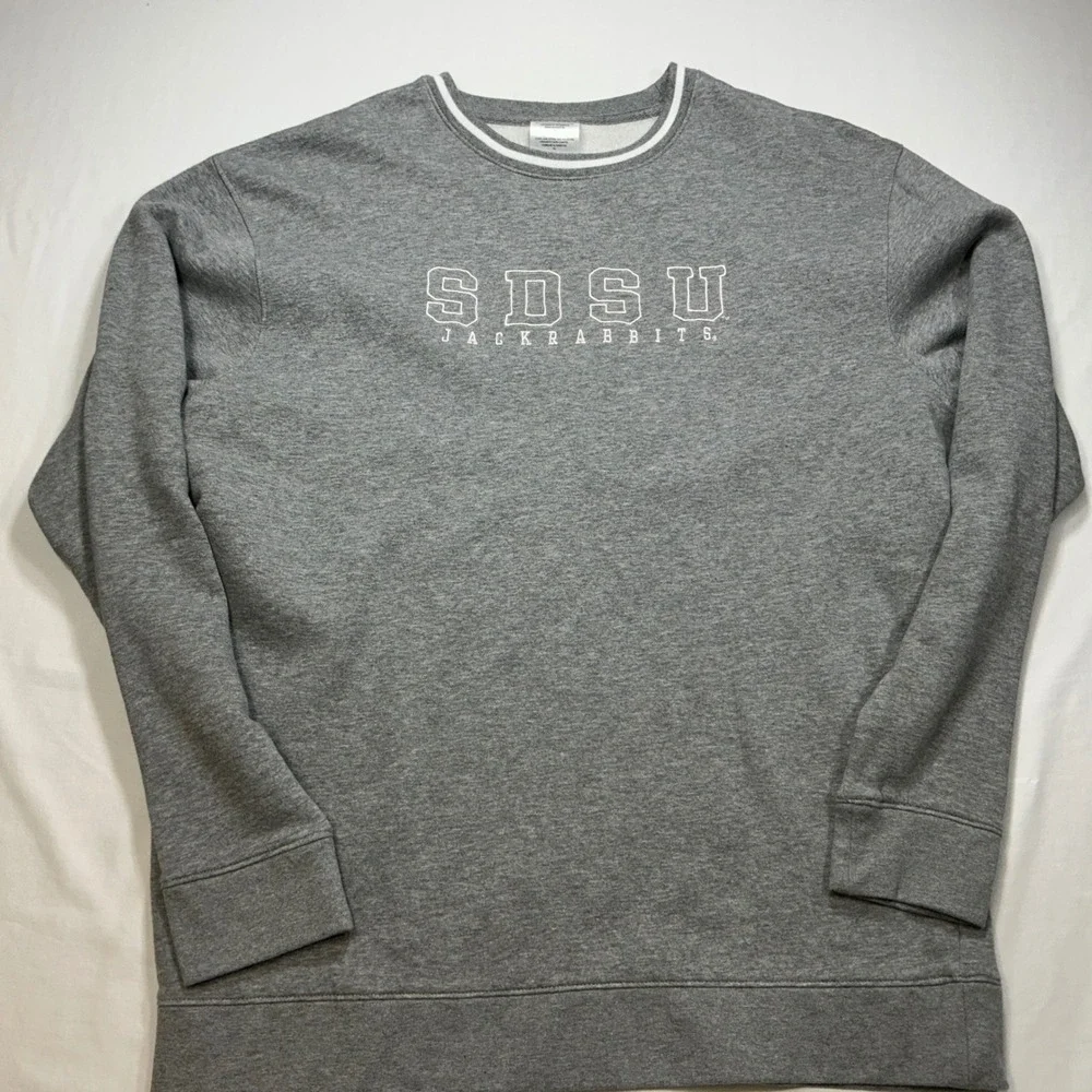 SDSU Jackrabbits‎ Hanes Gray Crewneck Sweatshirt Mens Pullover College Apparel